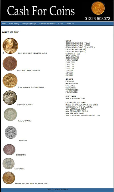 Cash For Coins's What We Buy Page